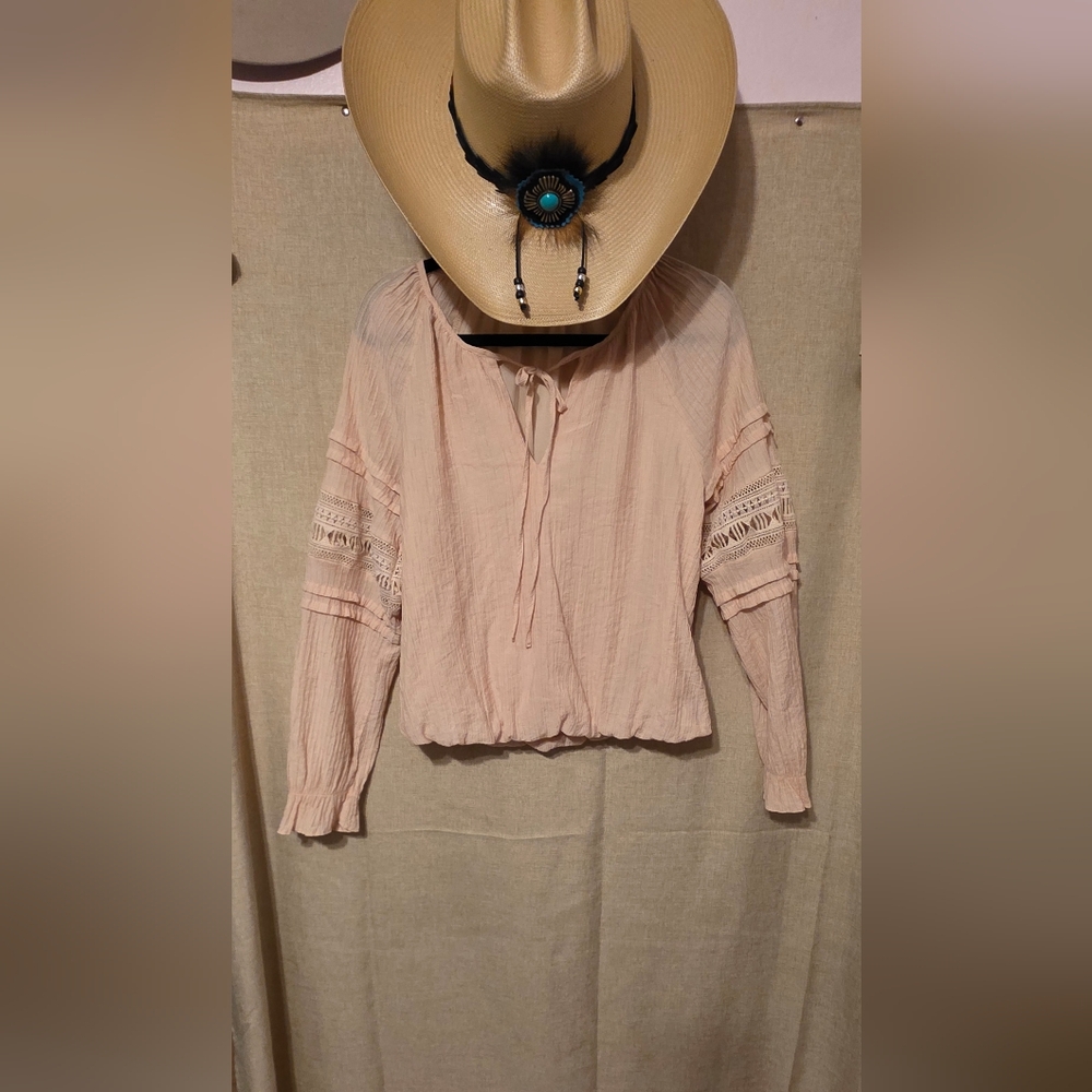 Blu Pepper Blush Lace Detail Blouse